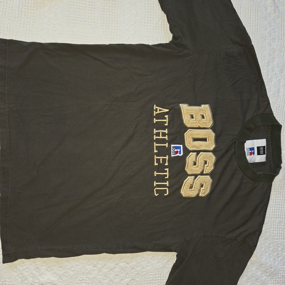 Hugo Boss Olive Long Sleeve Athletic Logo Tee - Black Trim